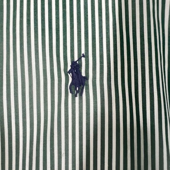 Ralph Lauren Purepress Classic Fit Shirt Button Down XL 18 34/35 Green Striped - Picture 4 of 9